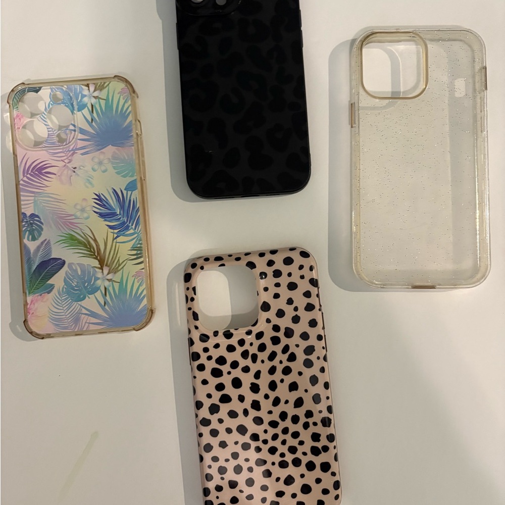 Stylish Phone Case Set - Black, Multicolor, Clear- IPhone 14 Pro Max size
